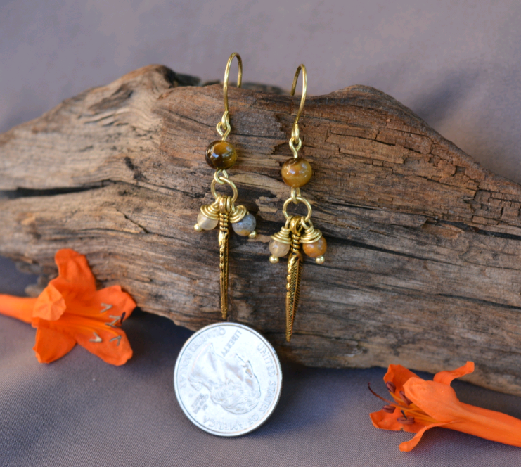 Gold Feather Earrings