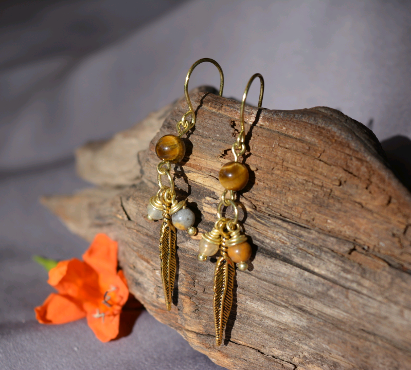 Gold Feather Earrings