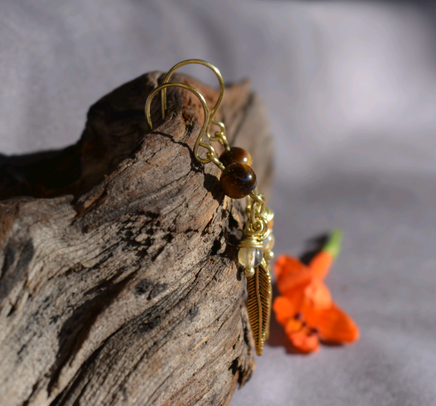 Gold Feather Earrings