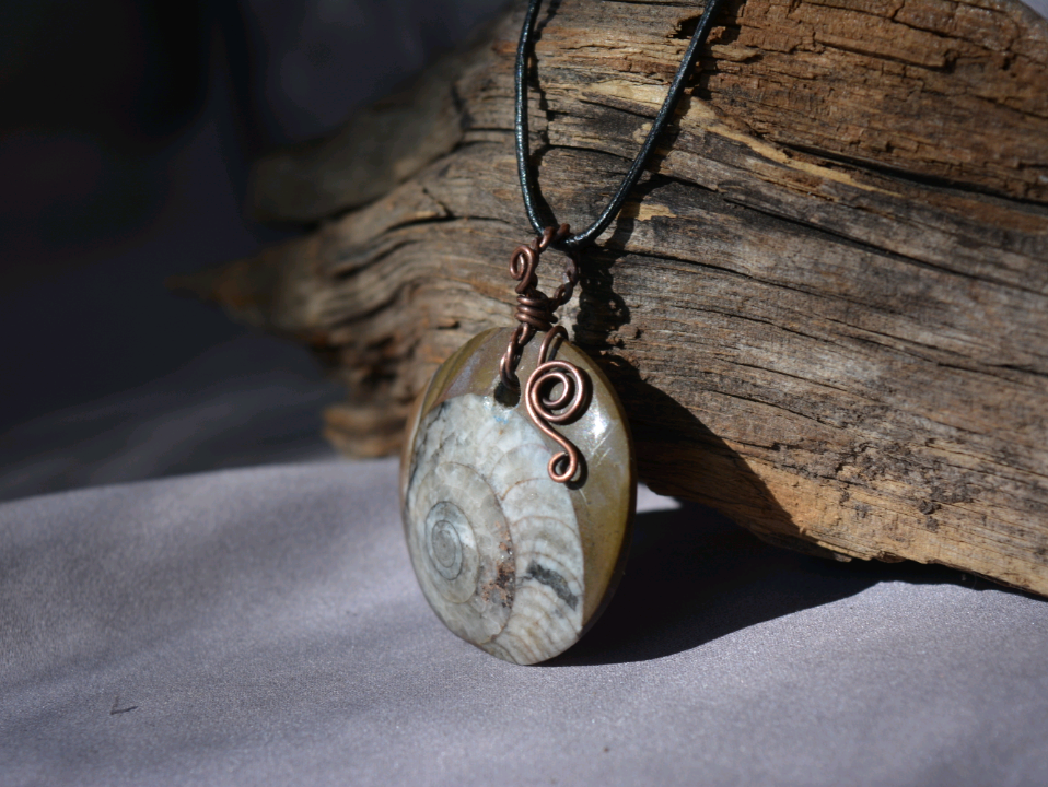 Fossil Pendant in Antiqued Copper
