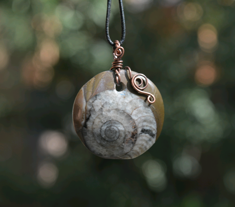 Fossil Pendant in Antiqued Copper