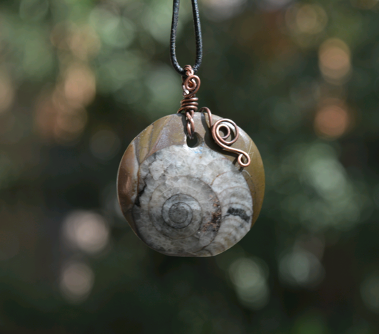 Fossil Pendant in Antiqued Copper