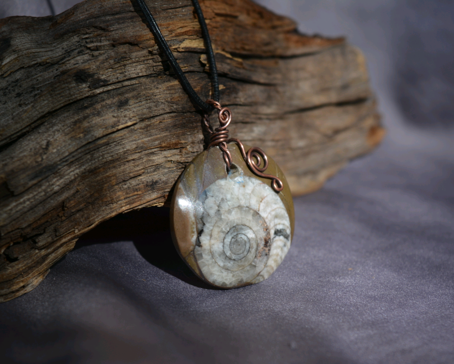 Fossil Pendant in Antiqued Copper