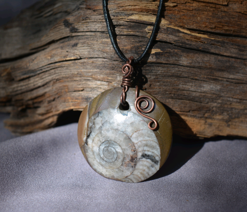 Fossil Pendant in Antiqued Copper