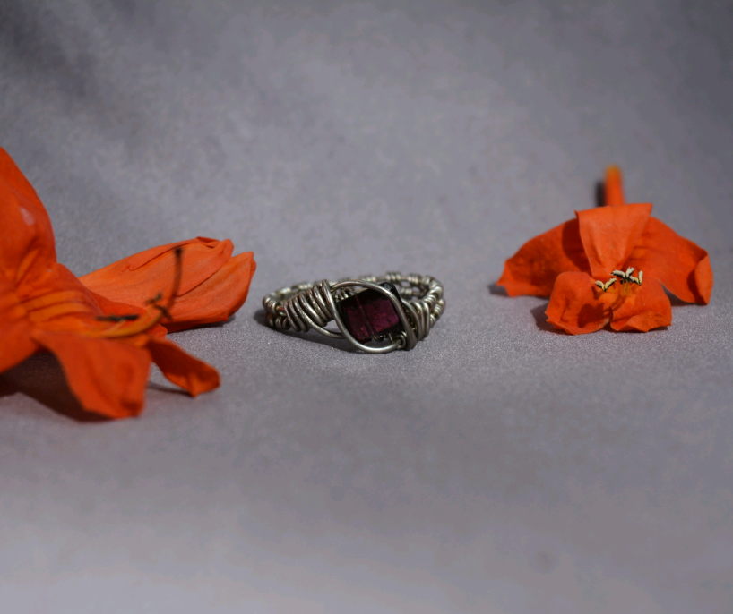 Woven Garnet Ring