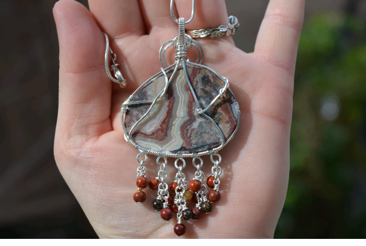 Mexican Crazy Lace Agate Pendant (custom for Janet)