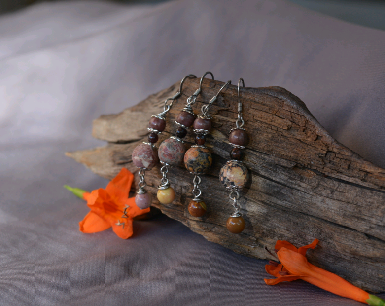 Jasper Dangle Earrings -1 Steel