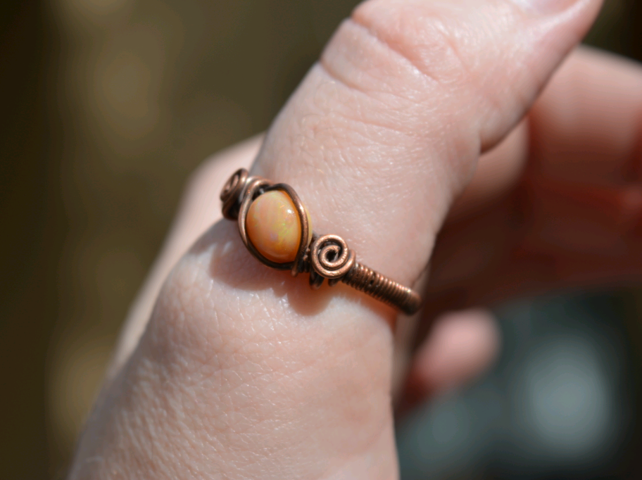 Mexican Fire Opal - Copper Ring - Size 10.5