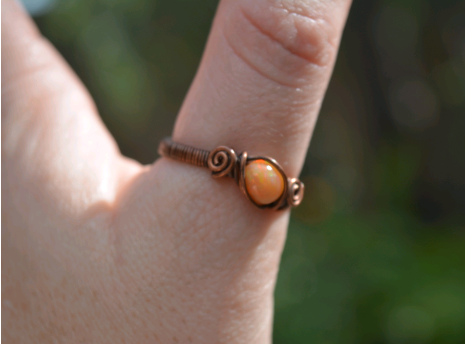 Mexican Fire Opal - Copper Ring - Size 10.5