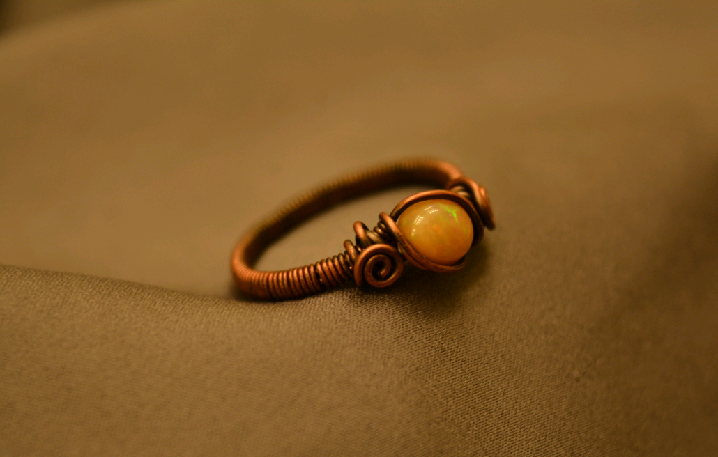 Mexican Fire Opal - Copper Ring - Size 10.5