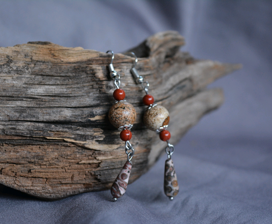 Jasper Dangle Earrings -2 925 Silver