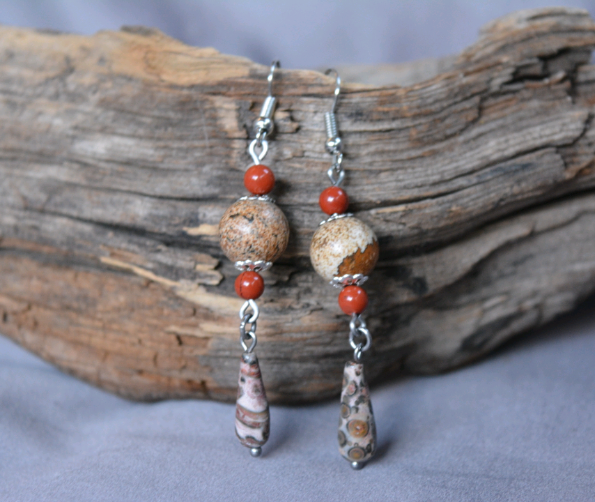 Jasper Dangle Earrings -2 Steel