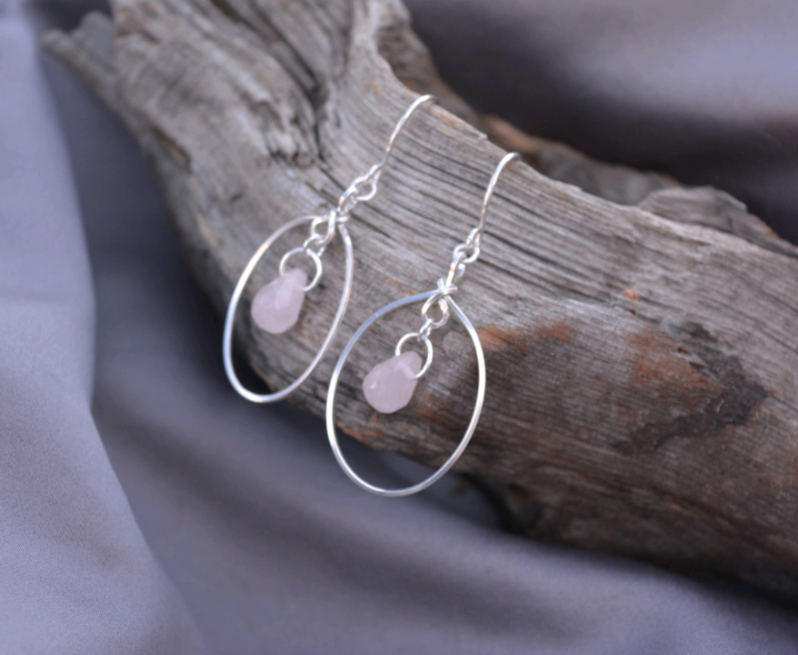 Silver Rose Quartz Earrings
