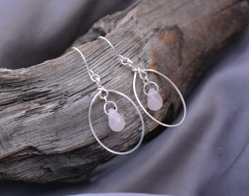 Silver Rose Quartz Earrings