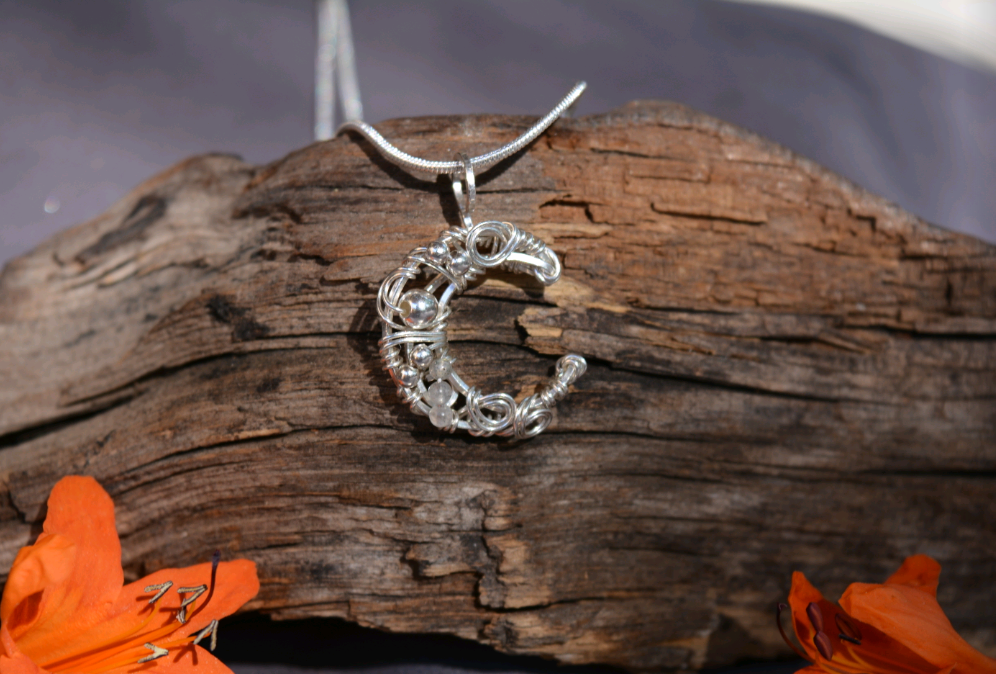 Mini Moon Pendant 2 - Sterling Silver
