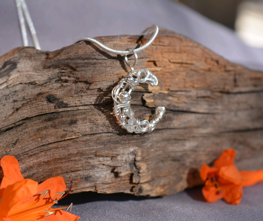 Mini Moon Pendant 2 - Sterling Silver