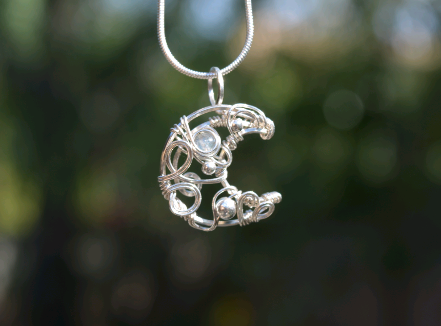 Mini Moon Pendant 3 - Sterling Silver