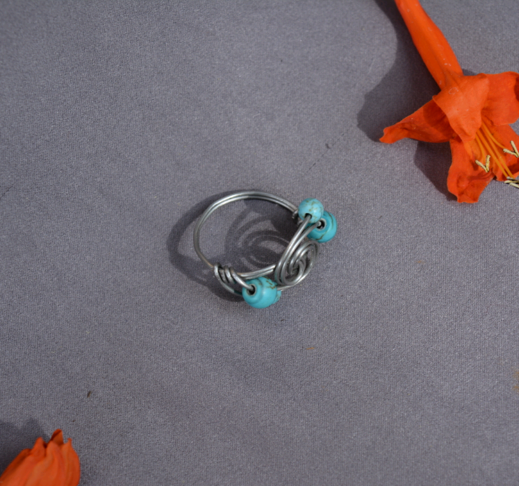 Spiral Ring - Blue dyed Howlite