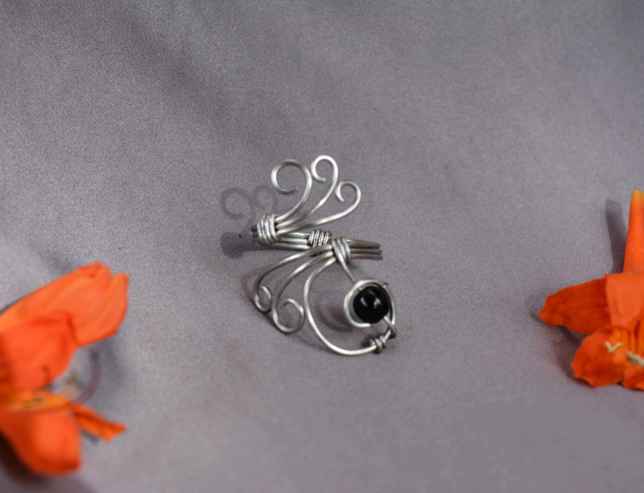 Swirl Ring - Obsidian - Adjustable