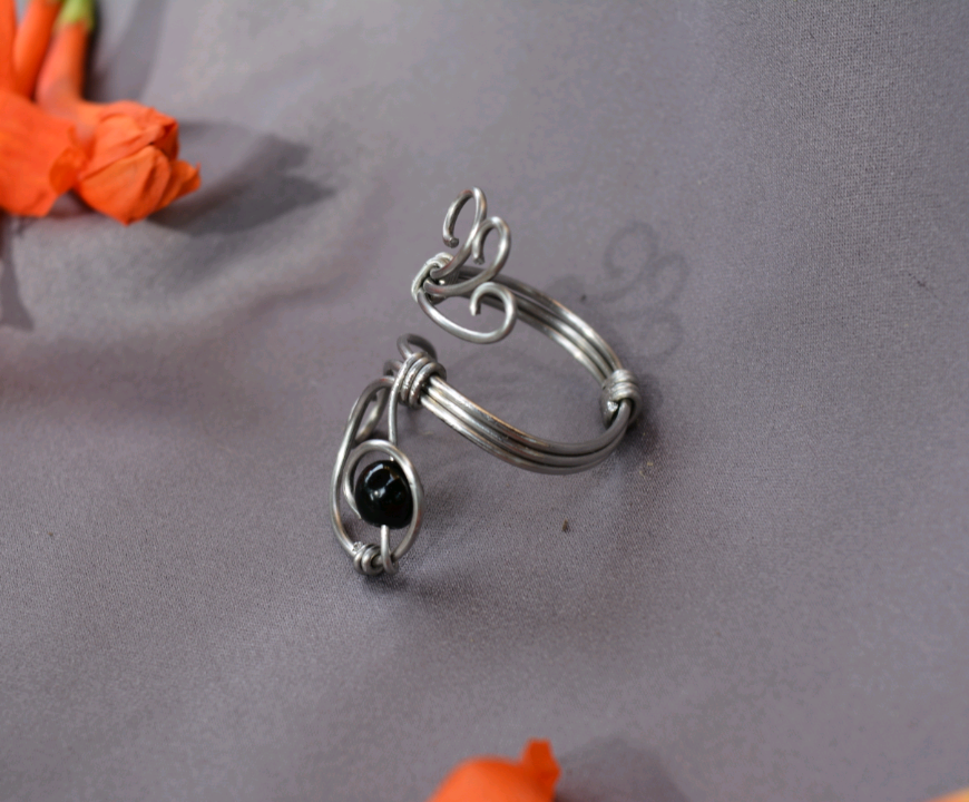 Swirl Ring - Obsidian - Adjustable
