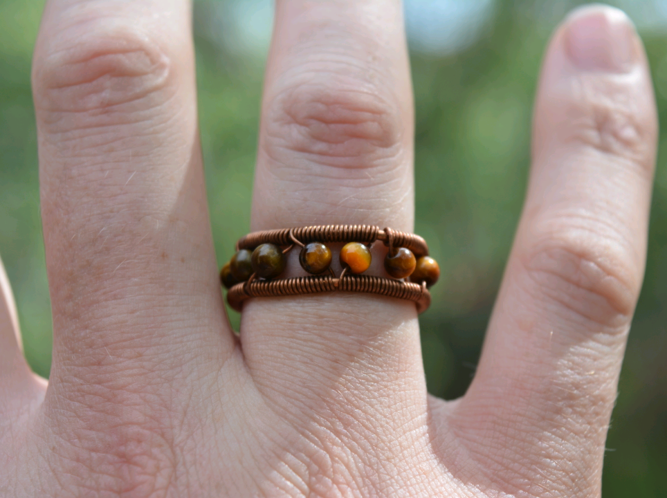 Triangle Ring - Tiger's Eye - Adjustable - Unisex
