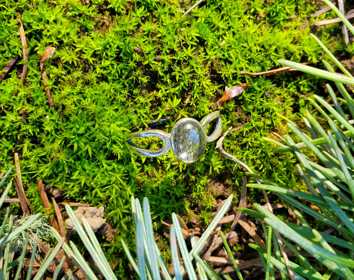 Sterling Silver Ring: Tourmalinated Quartz