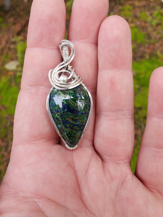 Azurite Pendant in Sterling Silver