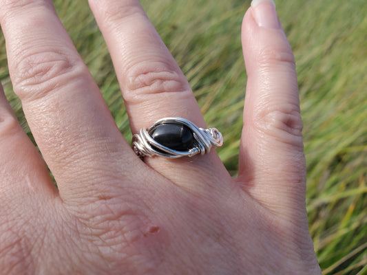 Black Star Chrome Diopside and Sterling Silver Ring