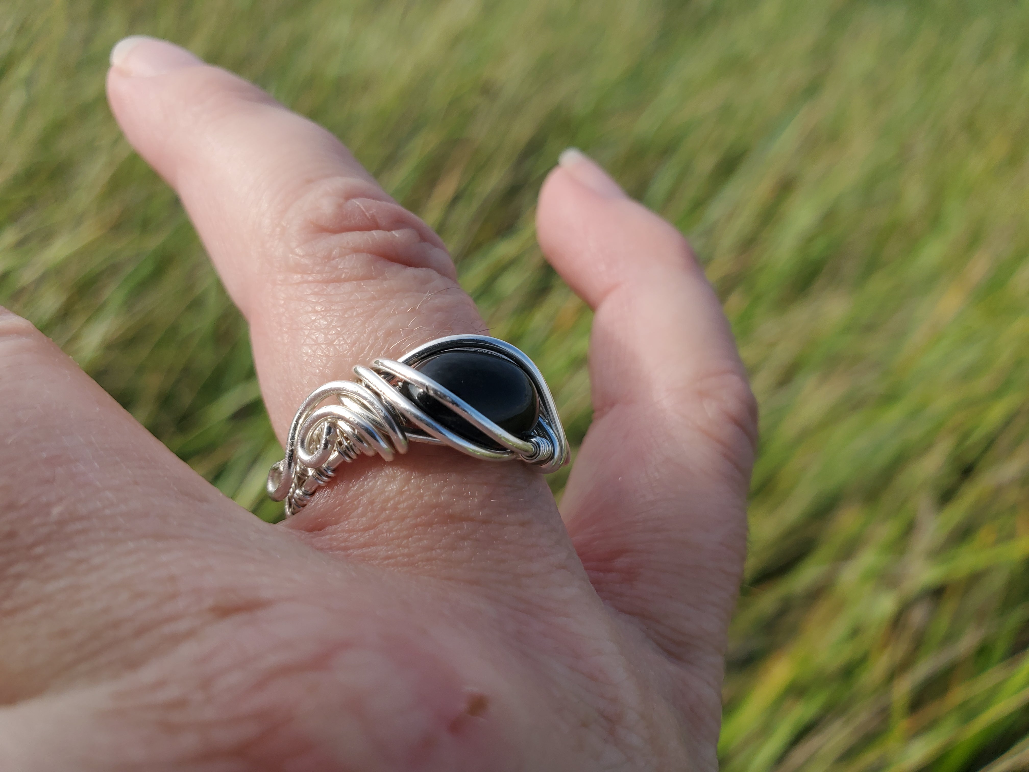 Star selling Birth Astral Goddess ring .925 Sterling Silver w/ black star diopside USA