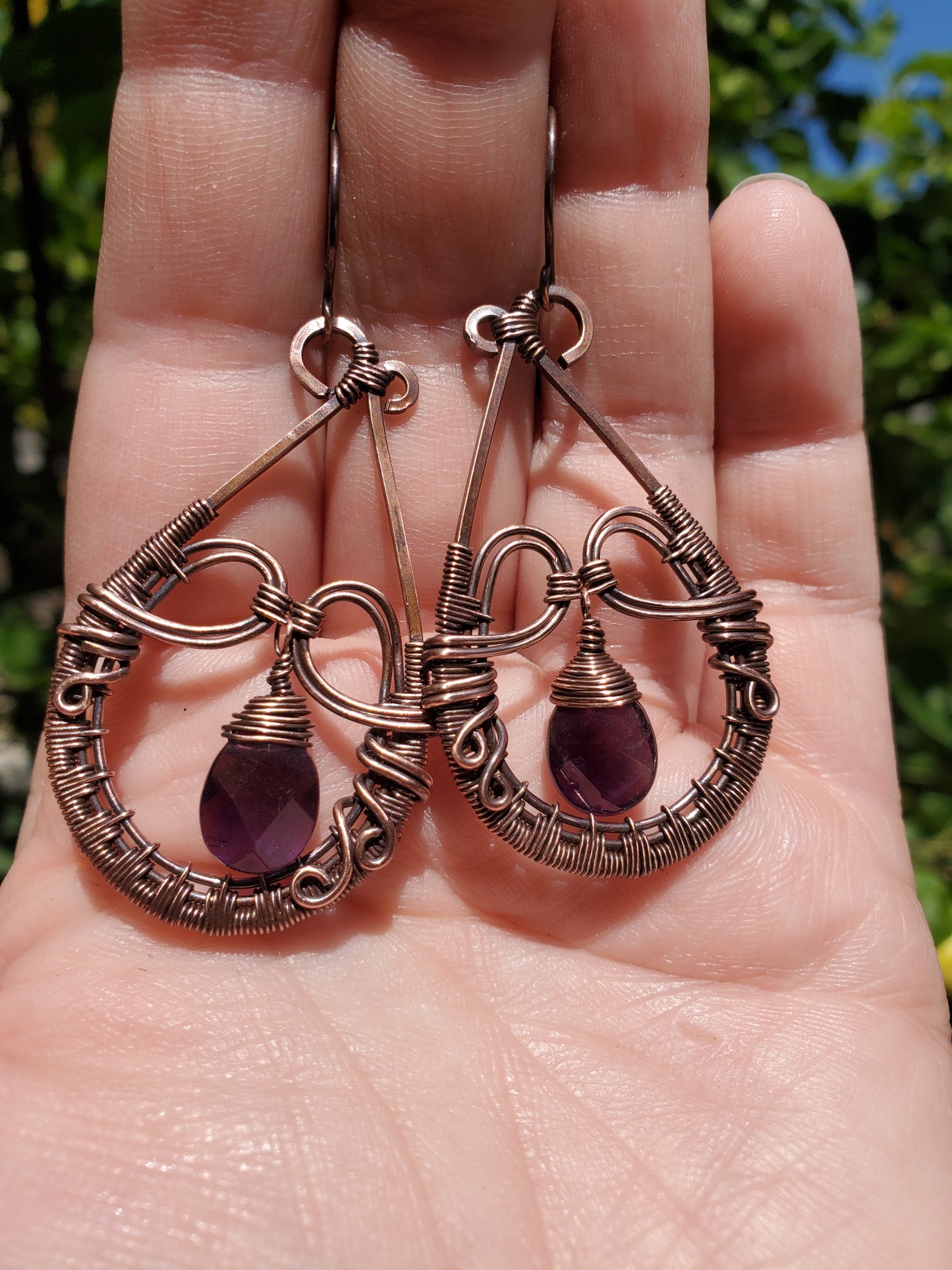 Dana - Amethyst Intricate Wire Wrap Earrings