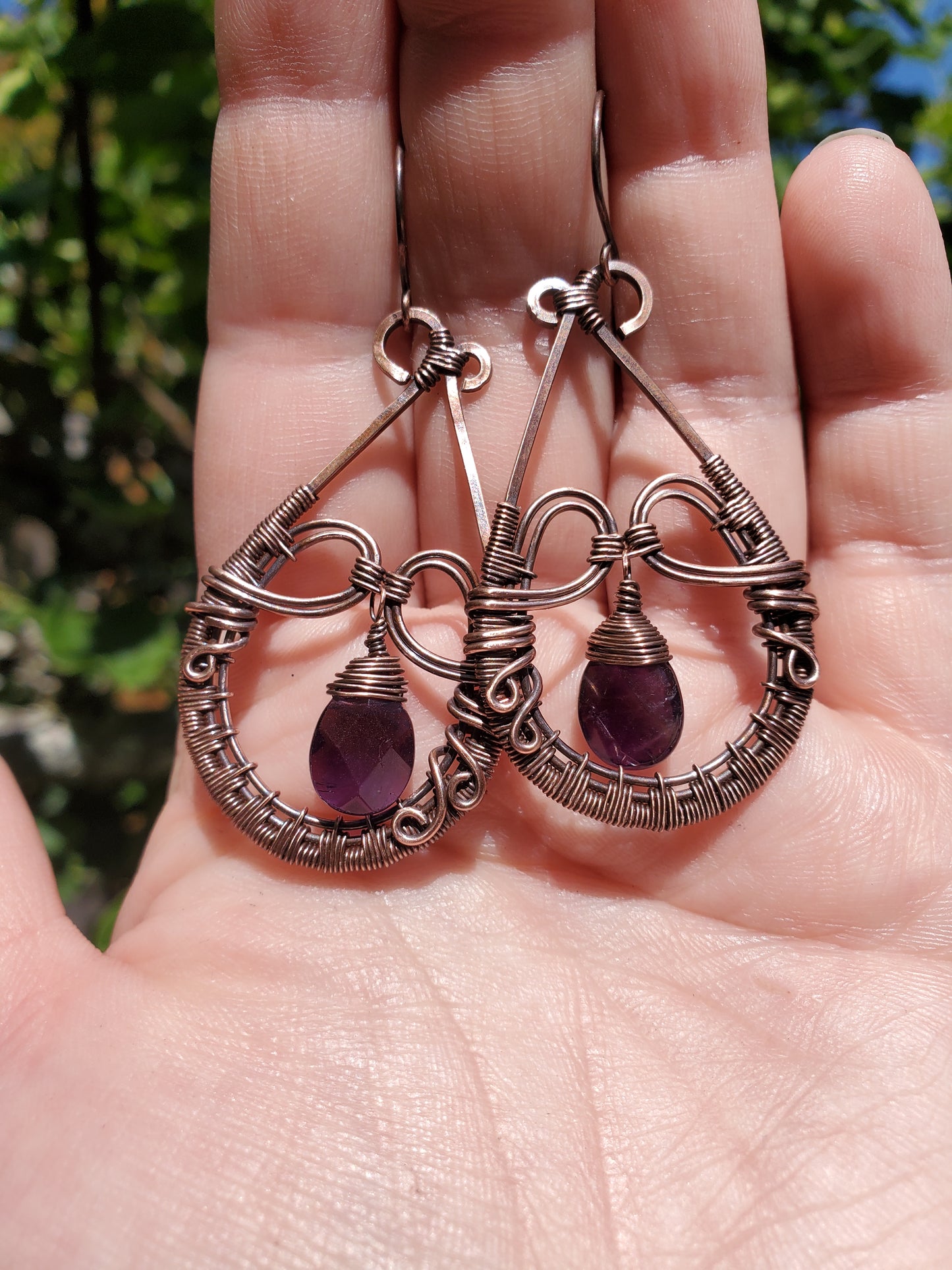 Dana - Amethyst Intricate Wire Wrap Earrings