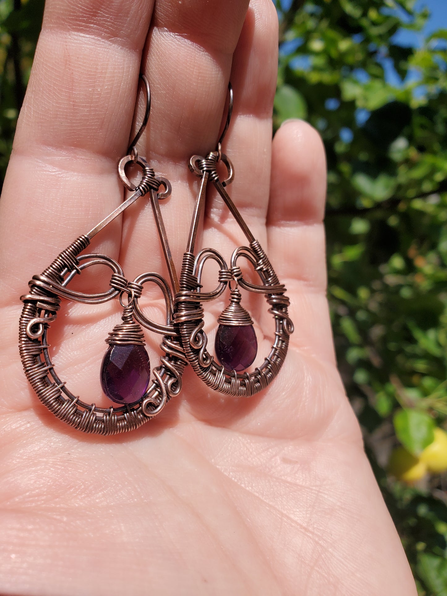 Dana - Amethyst Intricate Wire Wrap Earrings