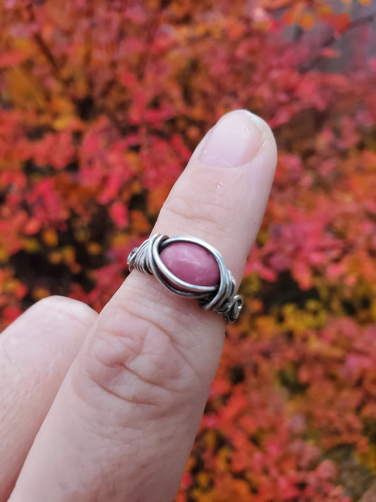 Rhodonite and Braided Sterling Silver