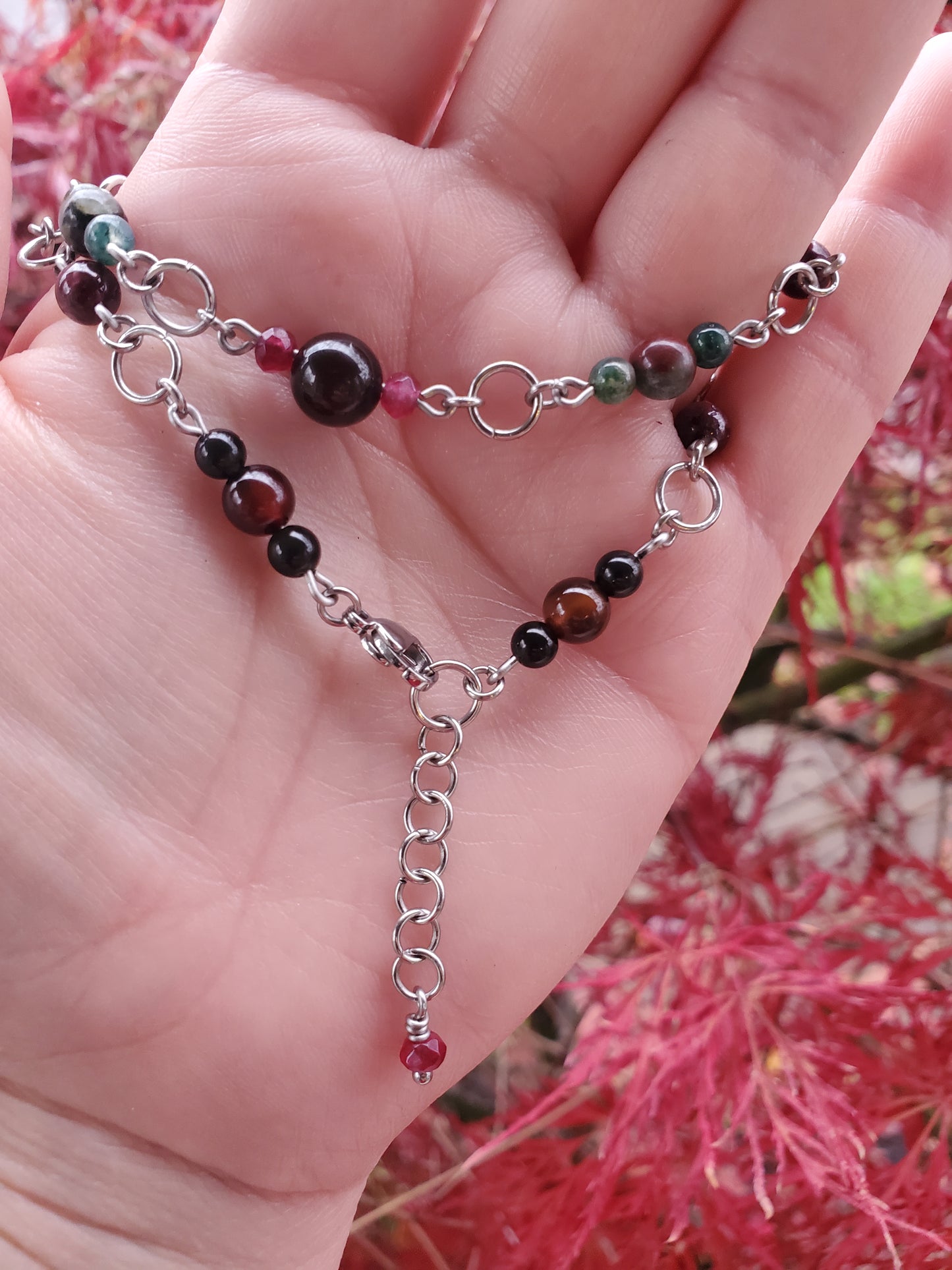 Attainment Bracelet - Garnet, Carnelian, Bloodstone, Moss Agate, and Obsidian