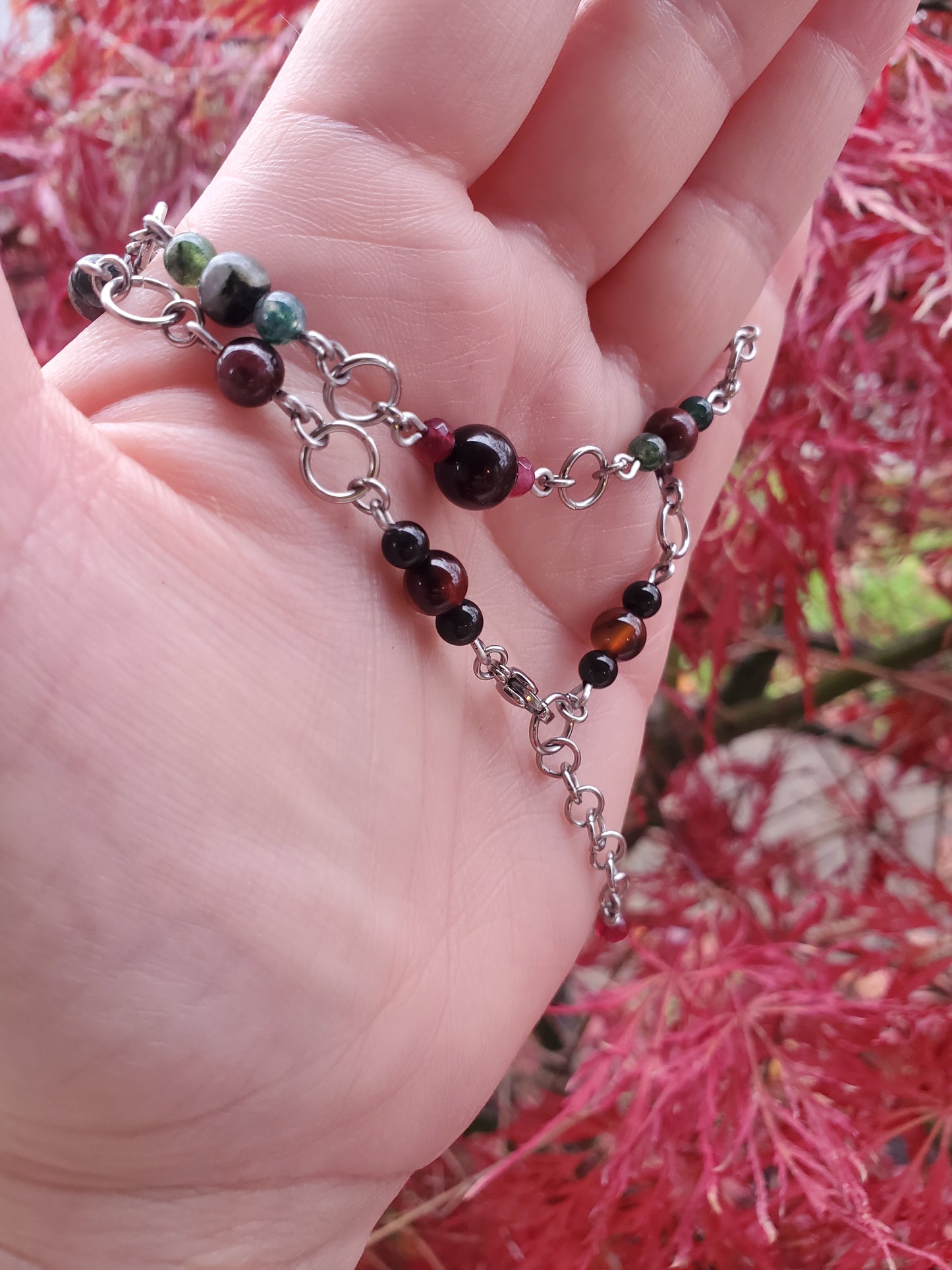 Attainment Bracelet - Garnet, Carnelian, Bloodstone, Moss Agate, and Obsidian