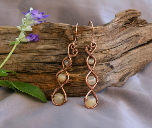 Three Tier Earrings in Antiqued Copper