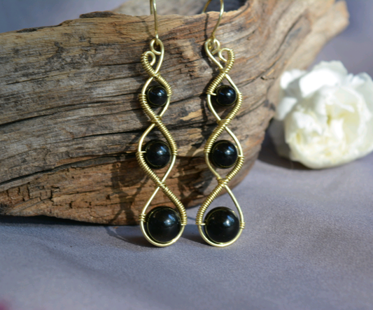 Three Tier Earrings in Brass