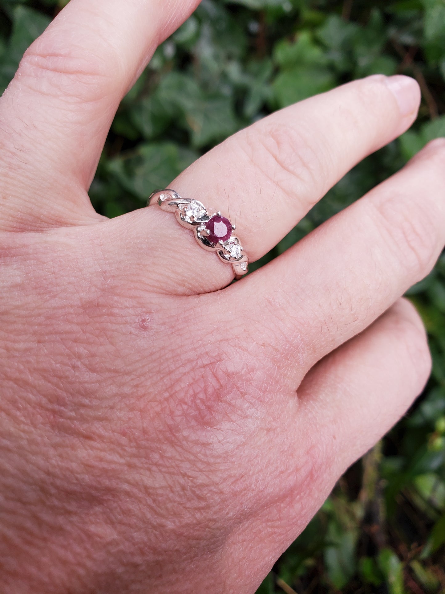 Sterling Silver Ring: Ruby and CZ