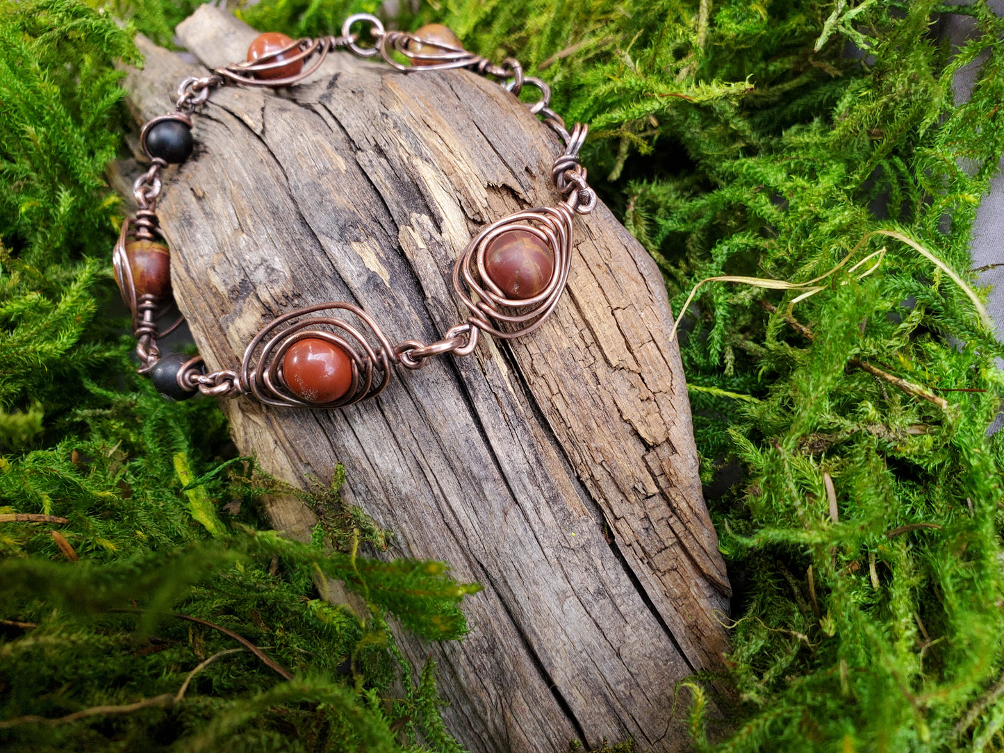 Antiqued Wire-wrapped Copper Bracelet