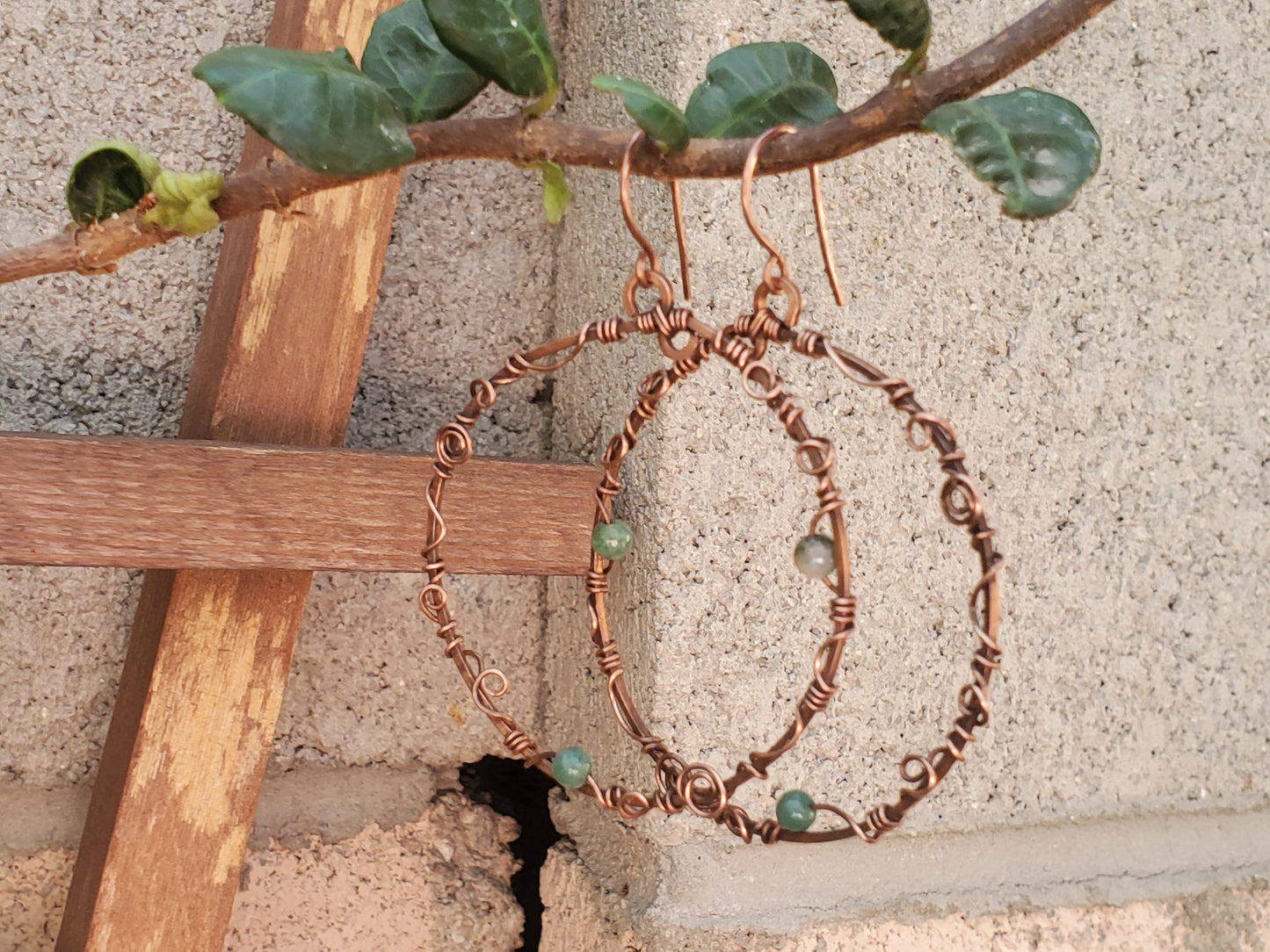 Copper Vine Hoop Earrings