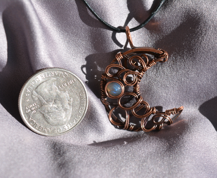 Bronwyn Copper Moon Pendant with Labradorite