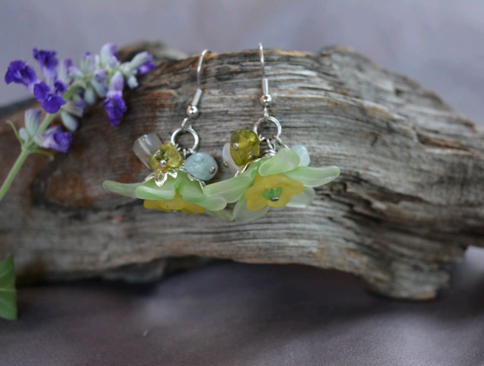 Flower Fairy Earrings - Green