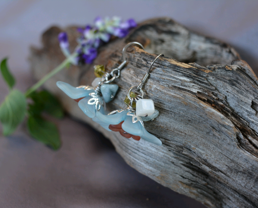Flower Fairy Earrings - Blue