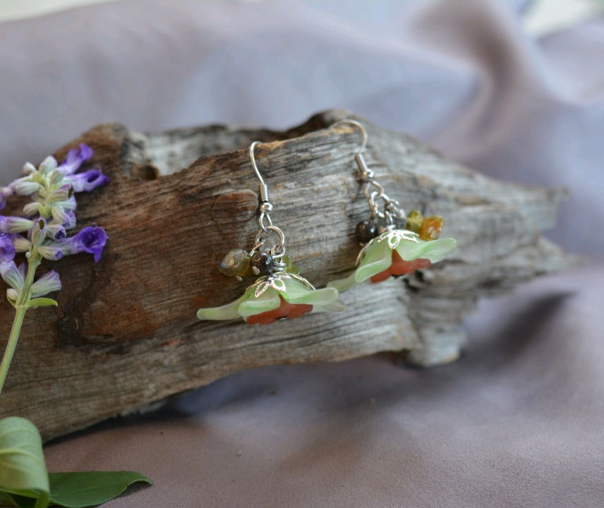 Flower Fairy Earrings - Green 2