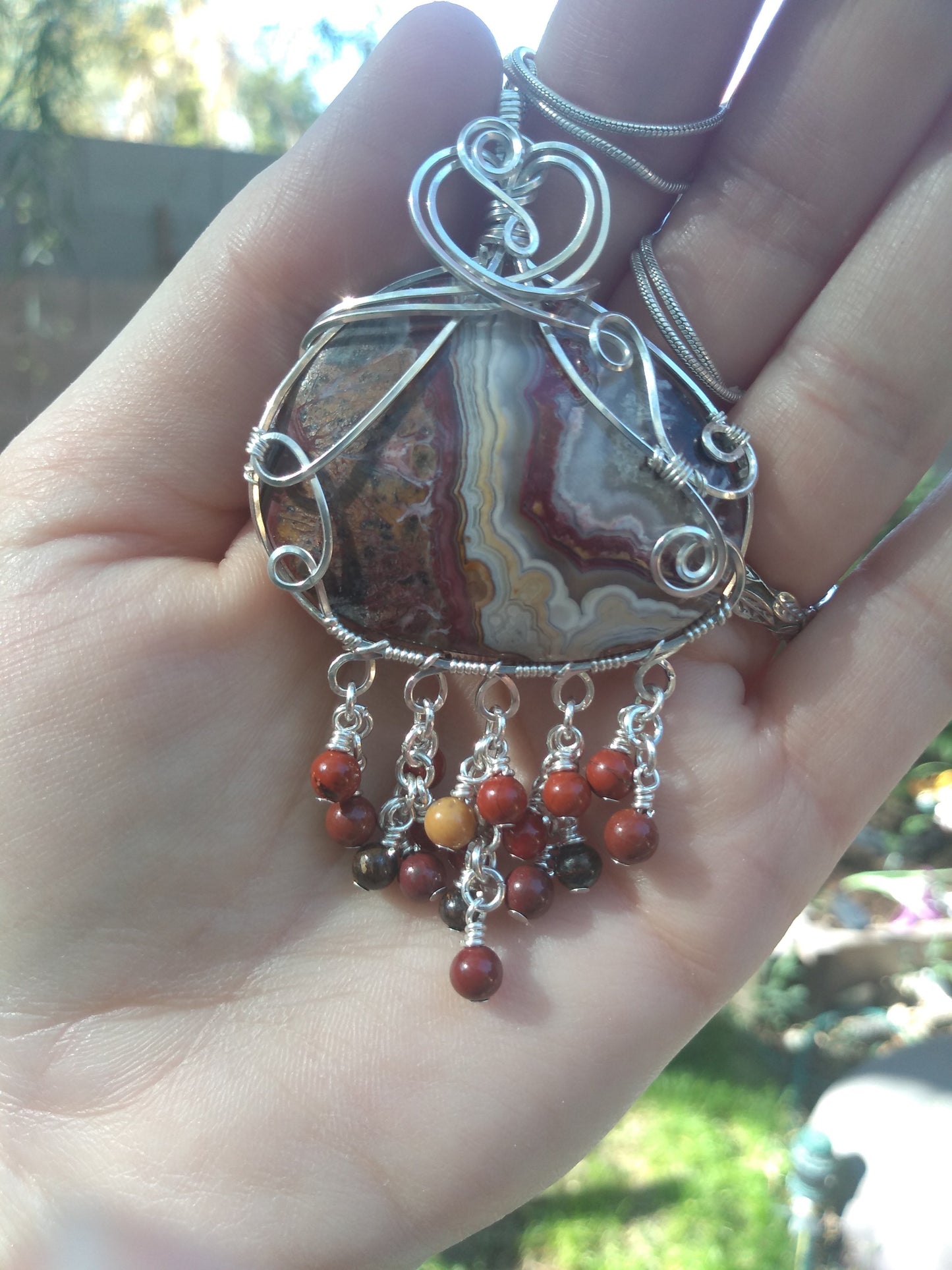 Mexican Crazy Lace Agate Pendant (custom for Janet)