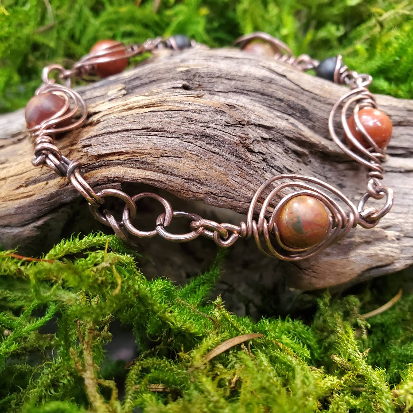 Antiqued Wire-wrapped Copper Bracelet