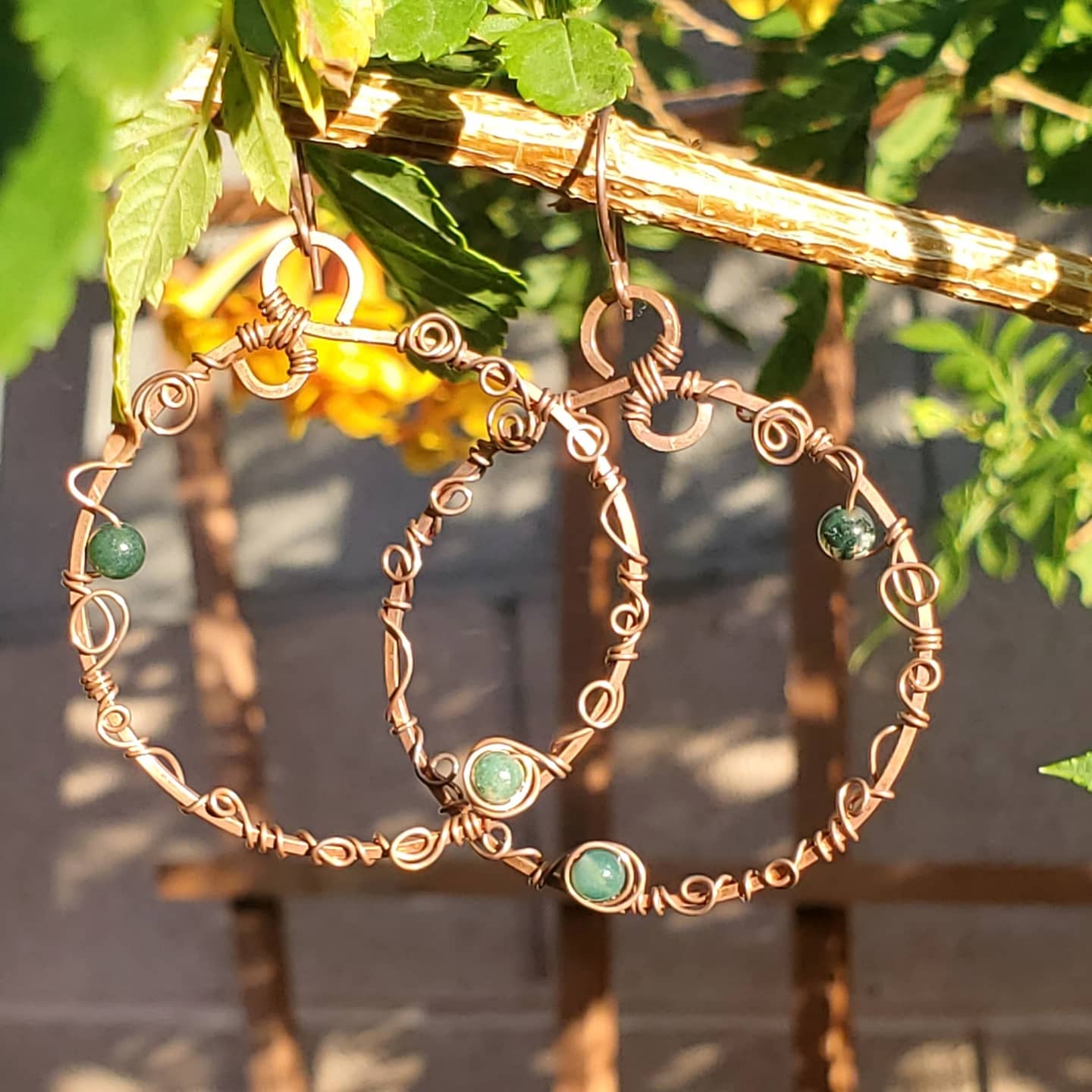 Copper Vine Hoop Earrings