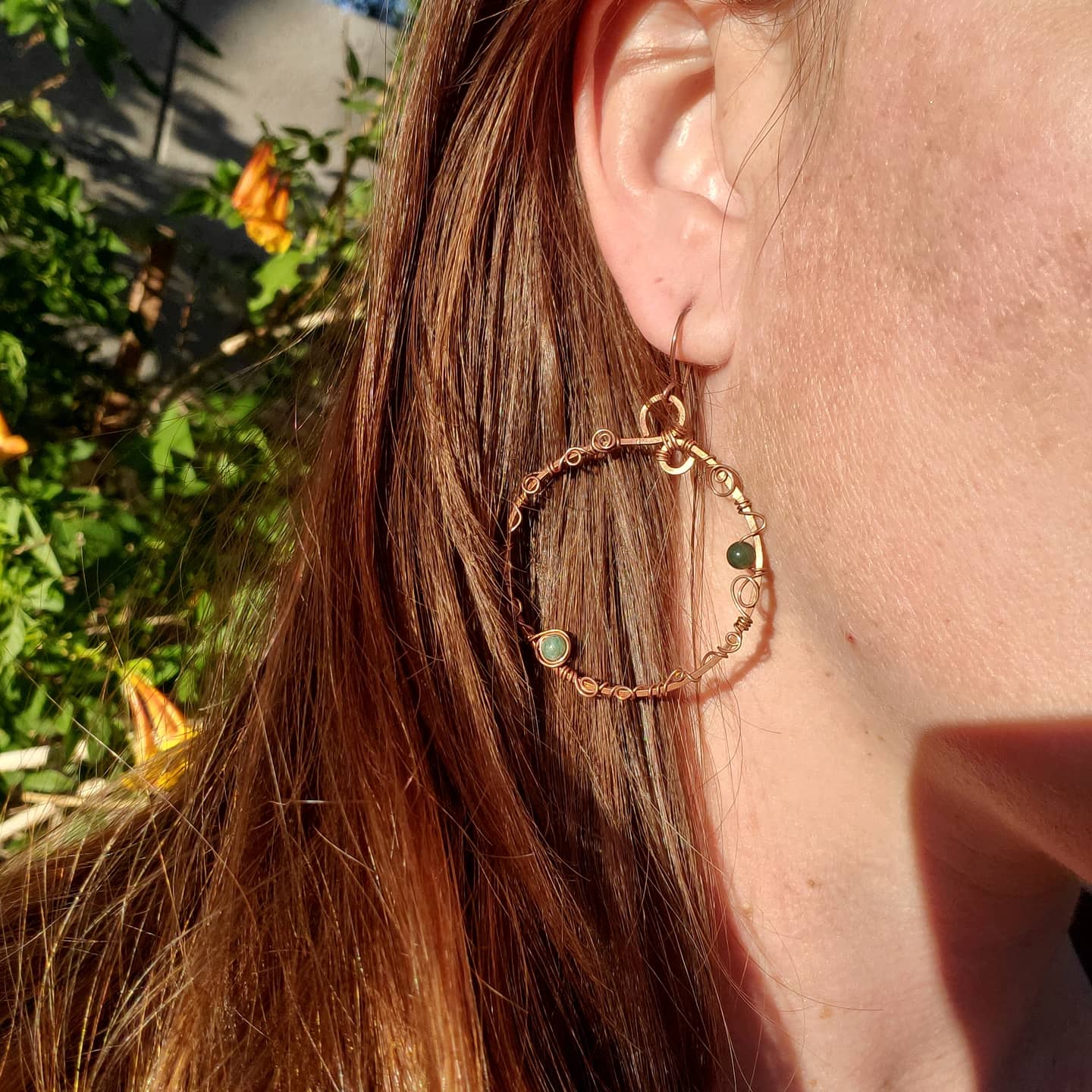 Copper Vine Hoop Earrings