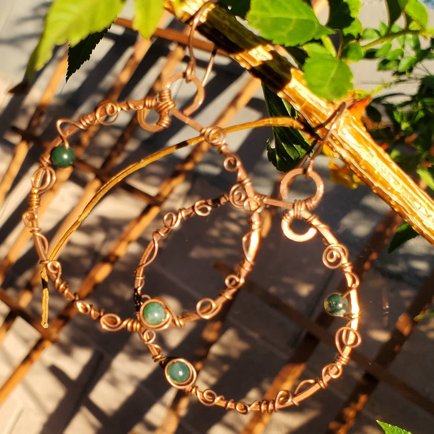 Copper Vine Hoop Earrings