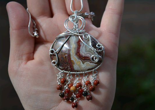 Mexican Crazy Lace Agate Pendant (custom for Janet)